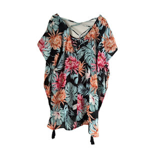 Kona Sol Women’s Size Large Tropical Print Swimsuit‎ Coverup Kimono Top